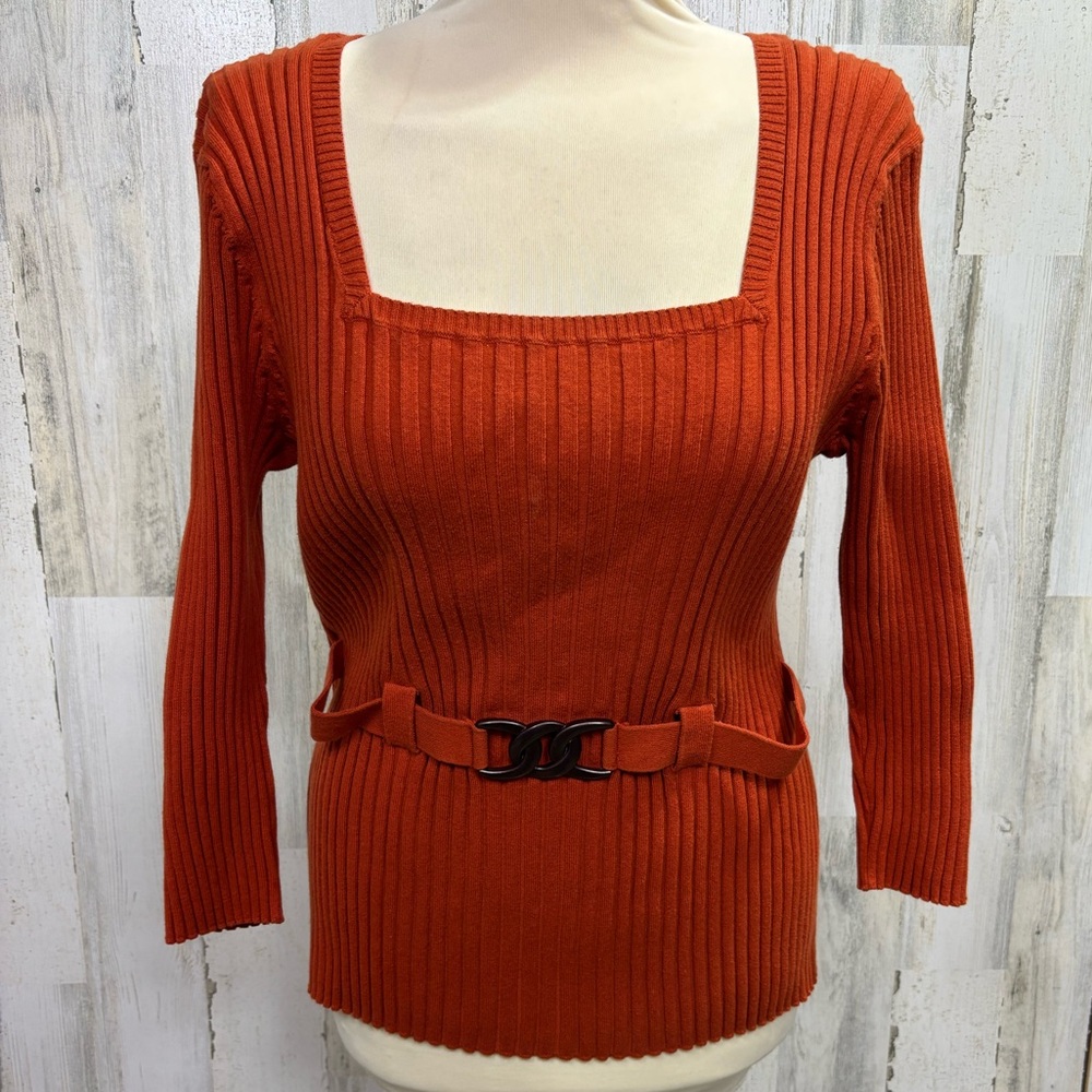 RQT‎ Rust Orange Ribbed Sweater